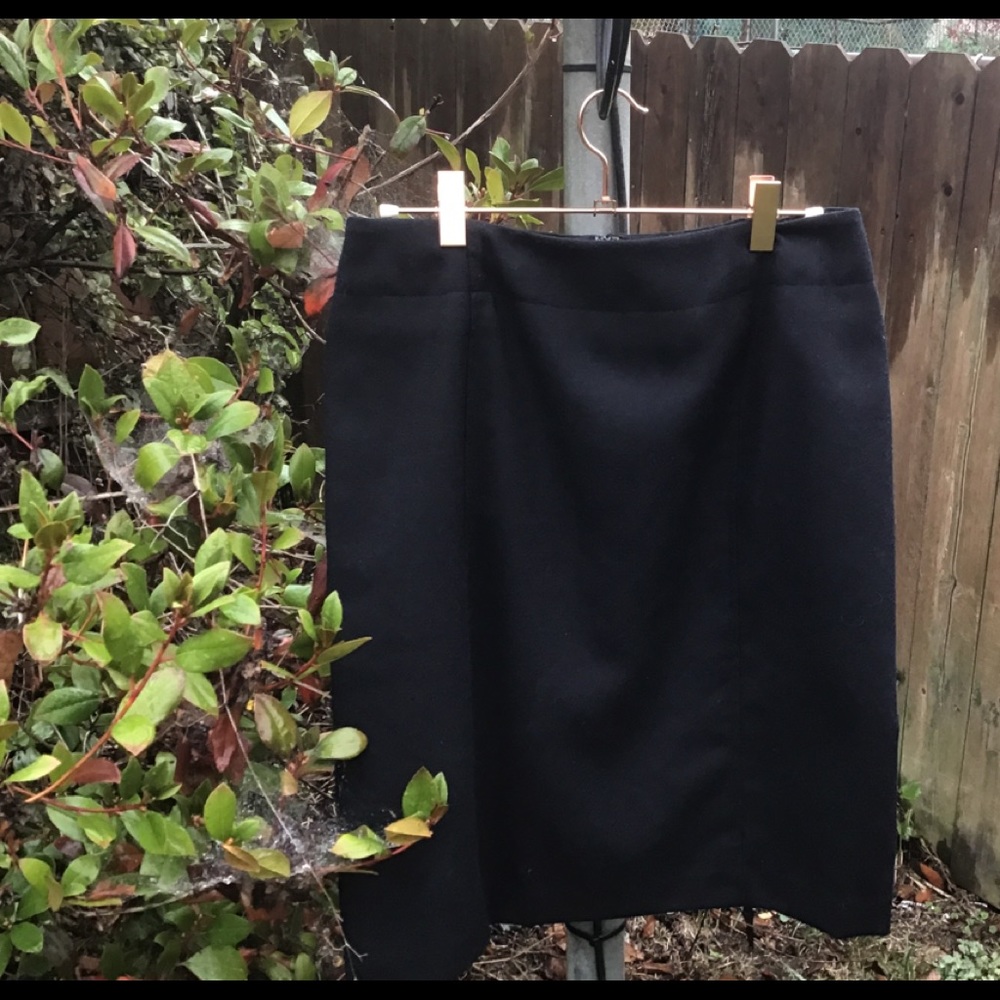 Blk 100% Wool Mini Pencil Skirt,  8P